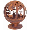 Fireball - fire bowl moose motif, lasered, in rust optics with base