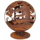 Fireball - fire bowl moose motif, lasered, in rust optics with base