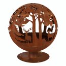 Fireball - fire bowl moose motif, lasered, in rust optics with base