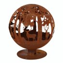 Fireball - fire bowl moose motif, lasered, in rust optics with base