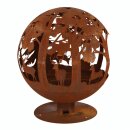 Fireball - fire bowl moose motif, lasered, in rust optics with base