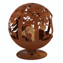 Fireball - fire bowl moose motif, lasered, in rust optics with base