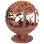 Fireball - fire bowl moose motif, lasered, in rust optics with base