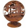 Fireball - fire bowl moose motif, lasered, in rust optics with base