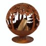Fireball - fire bowl moose motif, lasered, in rust optics with base