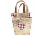 Natural plant bag checkered heart with romantic red...