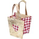 Natural plant bag checkered heart with romantic red checkered textile decoration
