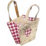 Natural plant bag checkered heart with romantic red checkered textile decoration