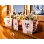 Natural plant bag checkered heart with romantic red checkered textile decoration