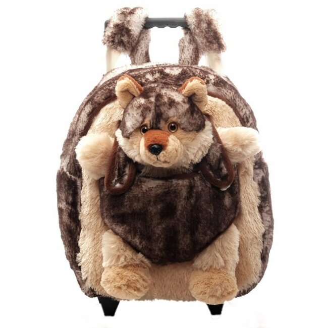 3in1 children trolley, backpack, cuddly toy, wolf Lupus, brown/beige