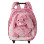3in1 childrens trolley, rucksack, cuddly toy rabbit, pink/white