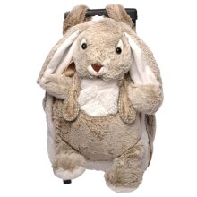 3in1 Kindertrolley, Rucksack, Schmusetier, Hase, beige/meliert