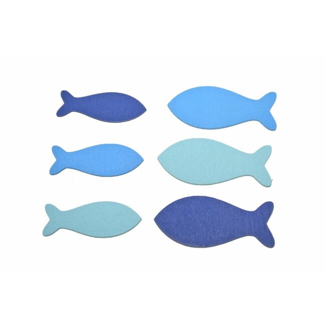 Strooisel decoratie houten vis blauw 3-kleurig