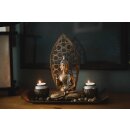 Bouddha Set avec 2 porte-bougies à chauffe-plat l=35cm