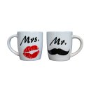 Beker set Mr. & Mrs. h=9,3cm d=8,5cm (set prijs)