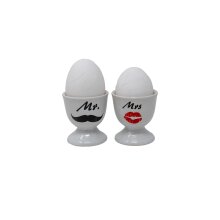 Egg cup set "MR. & MRS.", each approx. 6 cm in black box