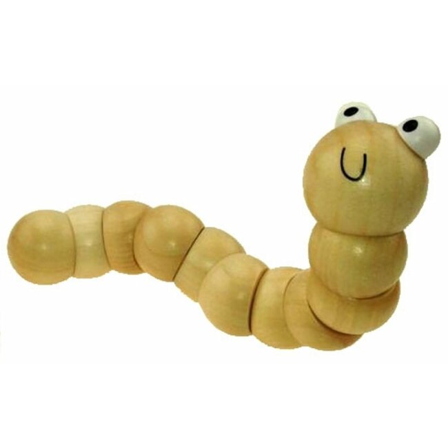 Articulated animal bending worm natural wood color