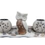 Tealight holder set with decorative owl h=15,5cm l=51cm