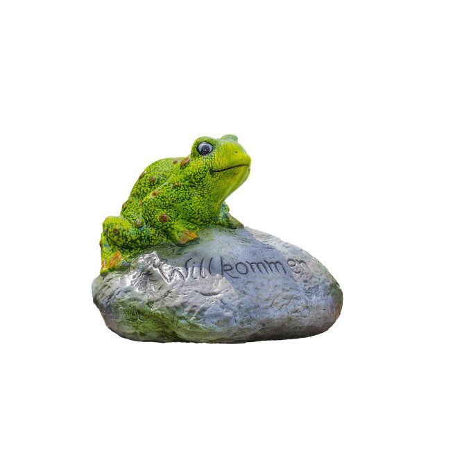 Welcome stone with frog, about 18 cm