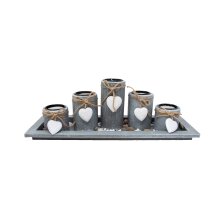 Teelichthalter-Set, ca. 38 x 13 cm mit fünf Teelichthaltern in romantischem Design