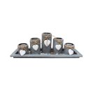 Teelichthalter-Set, ca. 38 x 13 cm mit fünf Teelichthaltern in romantischem Design