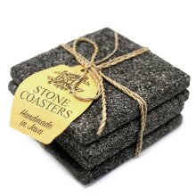 3x Stone Set van 4 Onderzetters - Vierkant - Simpel Lavastone