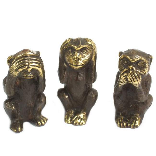 3 Monkeys - Nothing Hear Nothing See Nothing Say Feng Shui Bronze Figurines