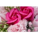 Seifenblumen Boquet Blumenstrauß Lavendel Rosen und Nelken Pink