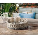 Tray basket, round solid willow 30 x 7 cm