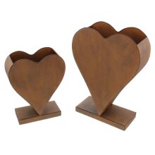 Plantenbak "Rusty Heart" staand, set van 2