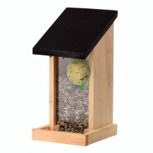 Wandsaatsilo, Futterstation mit Haken aus Holz