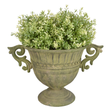 Verouderd metalen vaas/pot in groen, rond S