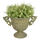 Aged Metal Vase/ Pot en vert, rond S