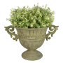 Verouderd metalen vaas/pot in groen, rond S