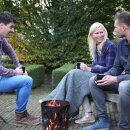 Moderner Schwedenfeuerkorb in Rostoptik