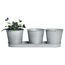 Blumentopf, Übertopf 3er Set aus verzinktem Metall
