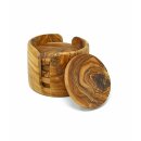 Olive wood coaster Round Set of 6 approx. 8,5 CM