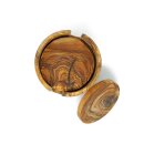 Onderzetters Olijfhout Rond Set van 6 ca. 8,5 CM
