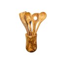 Olive wood helper set 4pcs + vase