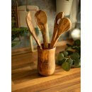 Set daide en bois dolivier 4pcs + vase