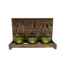 Buddha set with glasses and tea lights, 3pcs.