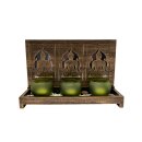 Set de bouddha avec verres et bougies chauffe-plat, 3...