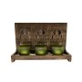 Buddha set with glasses and tea lights, 3pcs.
