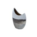 Mondf&ouml;rmige Vase aus Keramik, silber/wei&szlig;, ca....