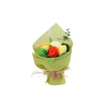 Bouquet de fleurs de savon, vert/jaune, env. 35 x 17 x 10 cm