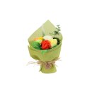 Bouquet of soap flowers, green/yellow