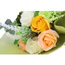 Bouquet de fleurs de savon, vert/jaune, env. 35 x 17 x 10 cm