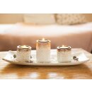 Decorative bowl with 3 candle holders in diamond design