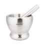 Mortar with stainless steel pestle in set