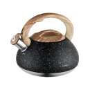 Flute kettle 2.7L, marbled, wood look handle
